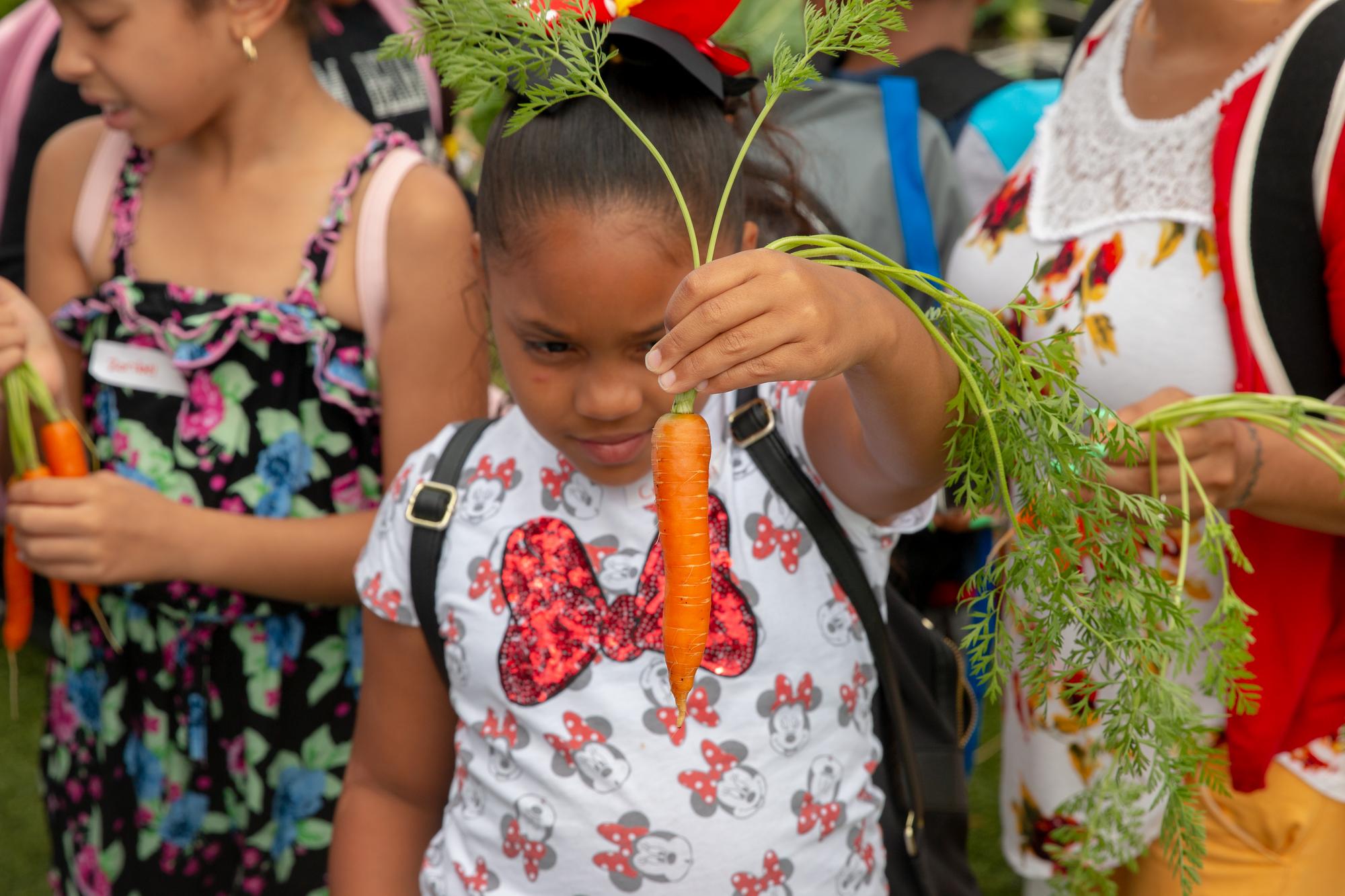 Girl holding a carrot