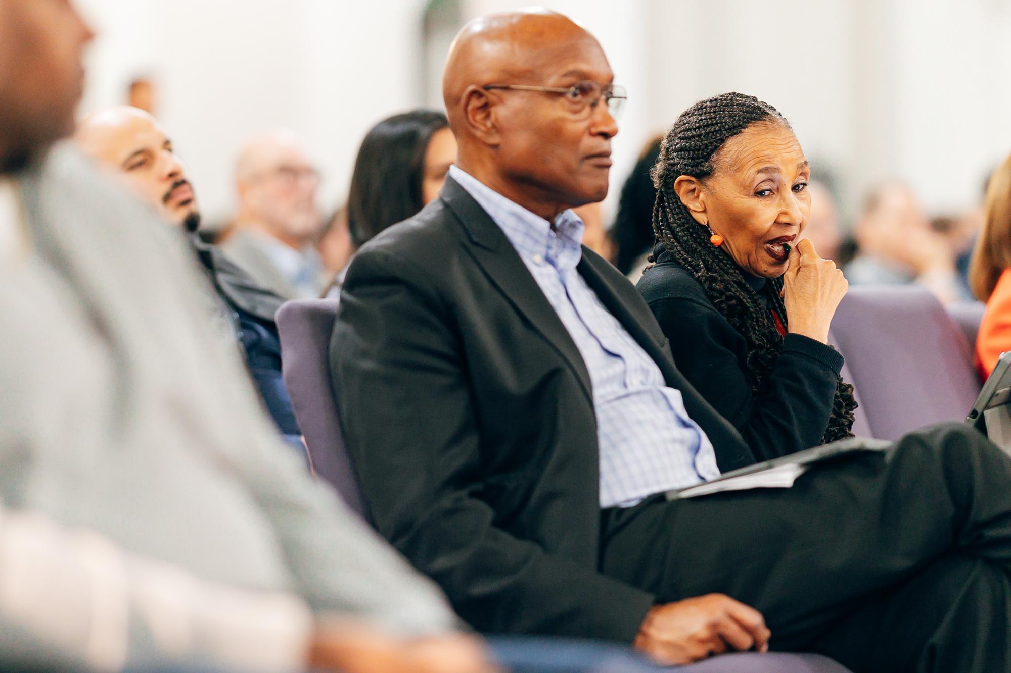 Pictured: Andrea Campbell, Father Greg Boyle, Petrina martin cherry, Rev. Dr. Ray Hammond, Rev. Dr. Gloria White Hammond, Govanny Abril, David Herrera