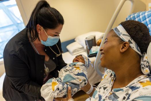 Woman holding baby