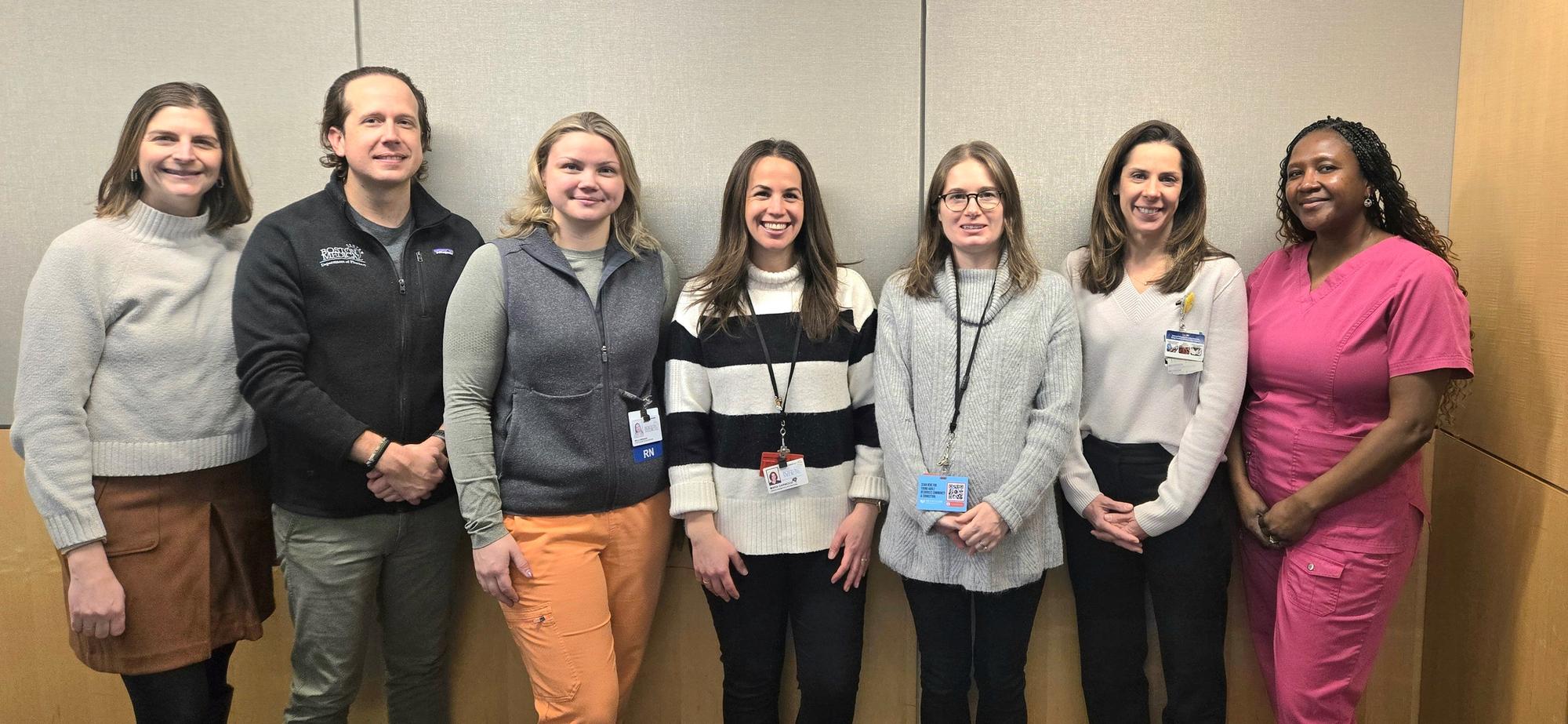 Diabetes Education team, from left to right: Katelyn O&rsquo;Brien, PharmD-CDCES, Kyle Bertram, PharmD-CDCES, Molly Brennan, RN-CDCES, Mara Garwood, RD-CDCES, Corrine Aia, RD-CDCES, Elizabeth Brouillard, RD-CDCES, Sheicia Paul, RN-CDCES