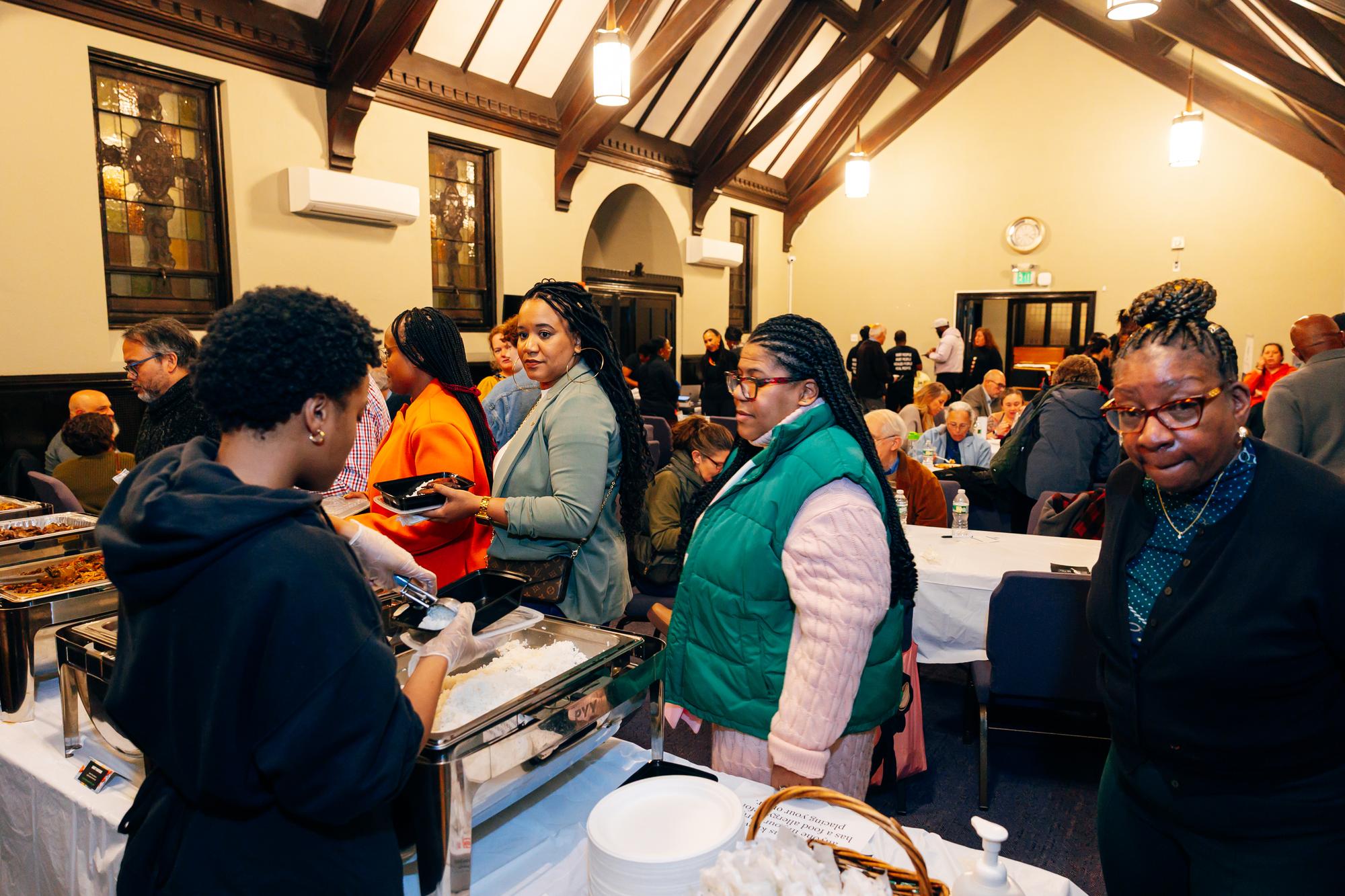 Pictured: Andrea Campbell, Father Greg Boyle, Petrina martin cherry, Rev. Dr. Ray Hammond, Rev. Dr. Gloria White Hammond, Govanny Abril, David Herrera